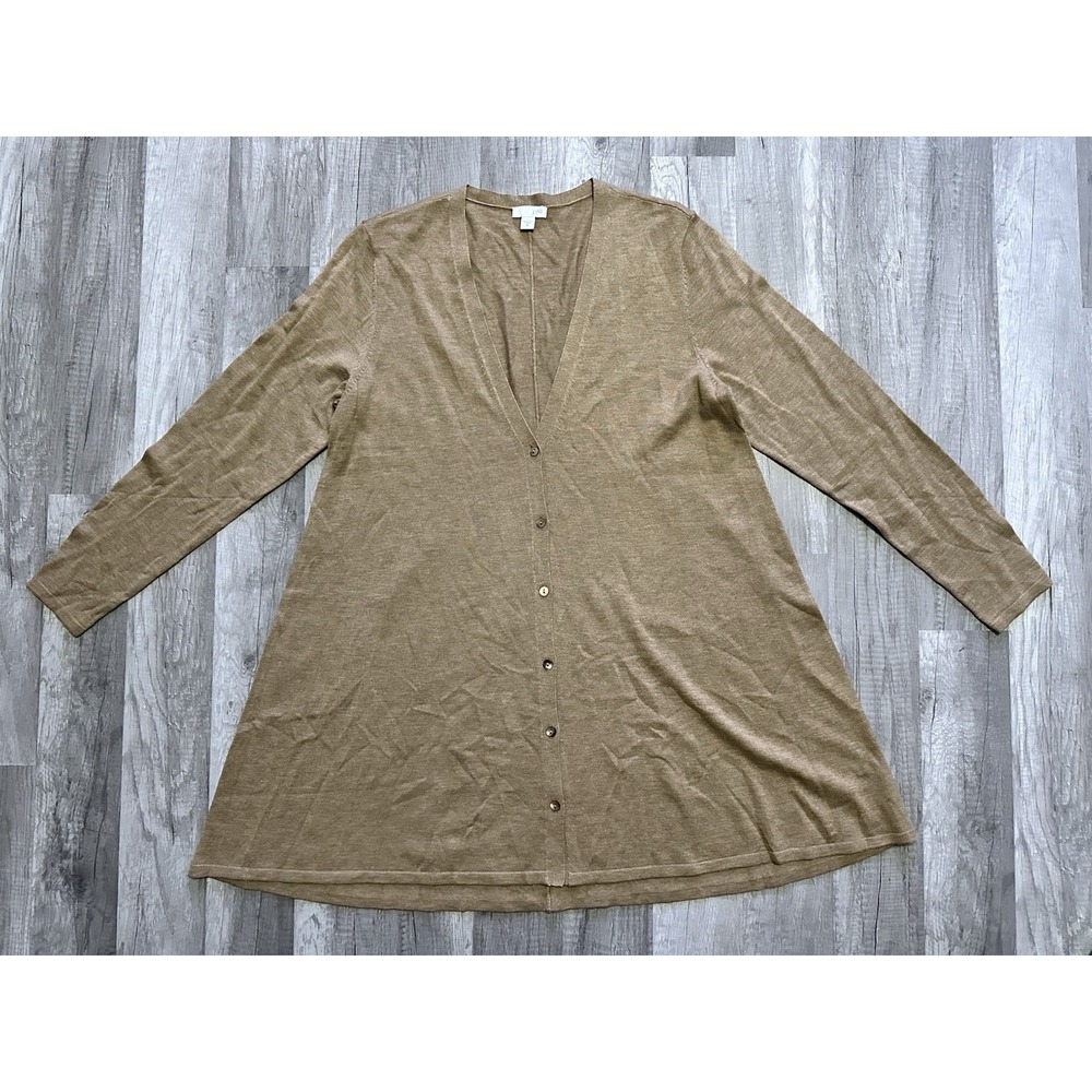 J. Jill Sweater Womens Medium Brown Button‎ Up Cardigan Wool Blend Long Sleeve
